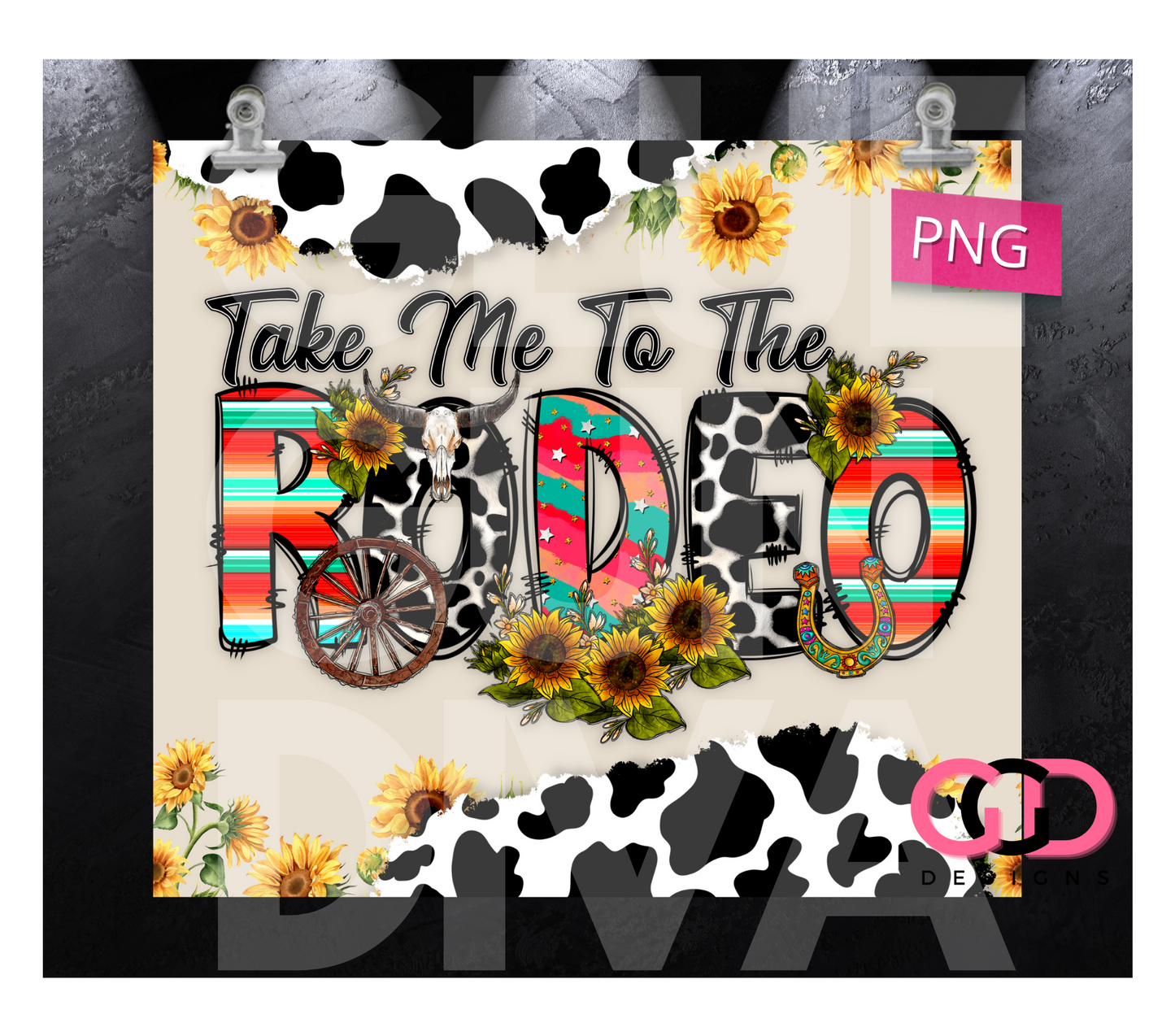 Take me to the rodeo - Digital tumbler wrap for 20 oz skinny straight tumbler