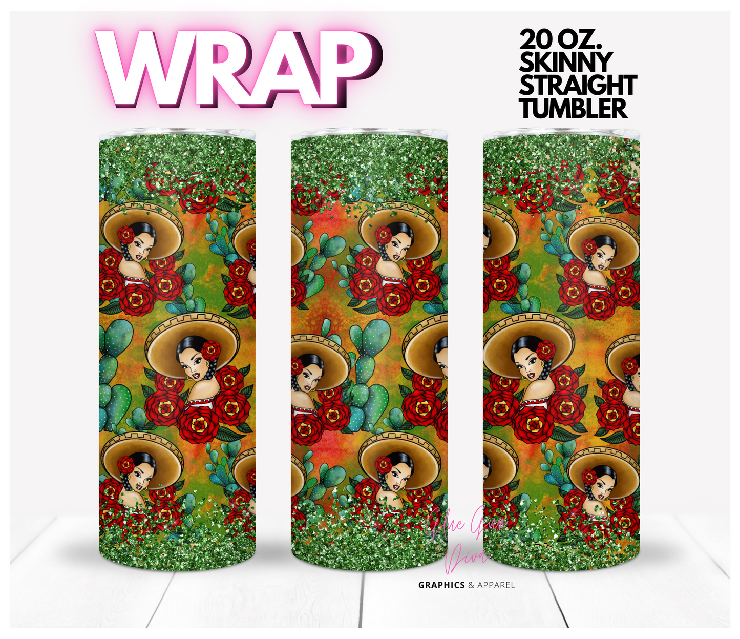 Rosita - Digital tumbler wrap for 20 oz skinny straight tumbler