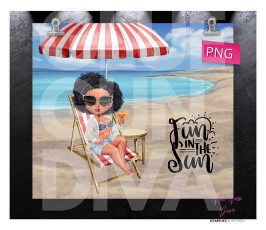 Fun in the Sun 2 - Digital tumbler wrap for 20 oz skinny straight tumbler