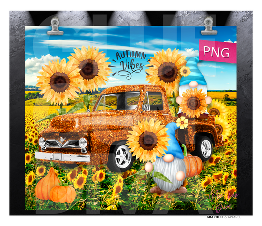 Autumn Vibes - Digital tumbler wrap for 20 oz skinny straight tumbler