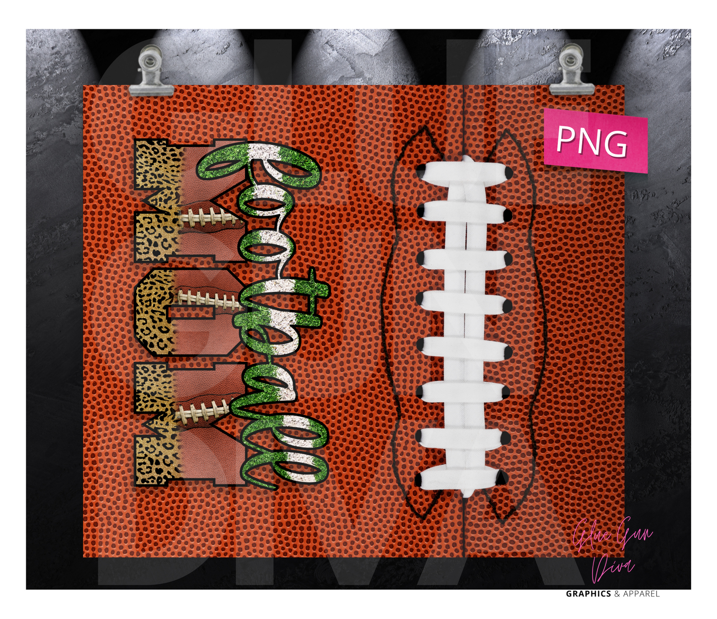 Football Mom- Digital tumbler wrap for 20 oz skinny straight tumbler
