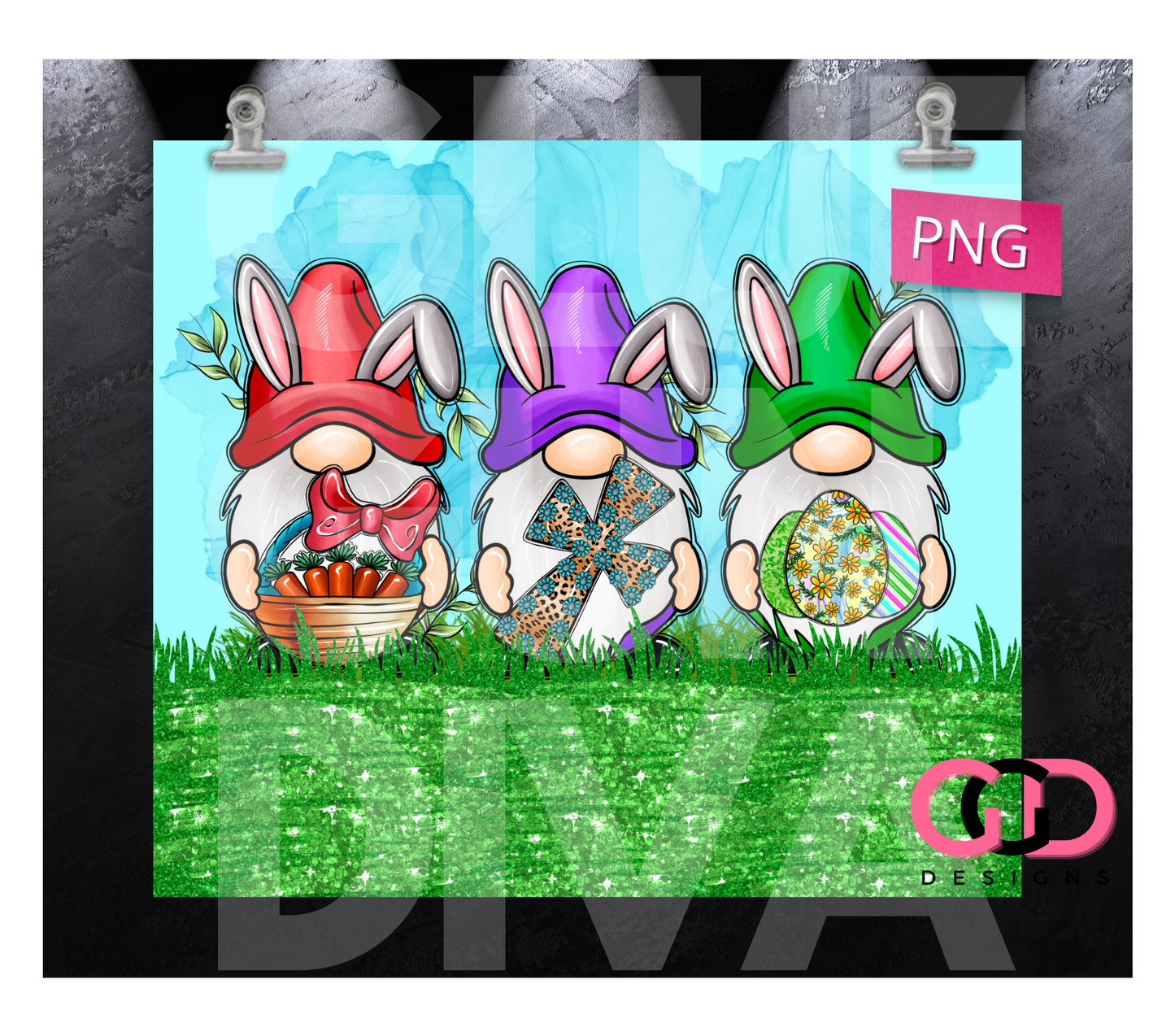 Easter Gifts Gnomes - Digital tumbler wrap for 20 oz skinny straight tumbler