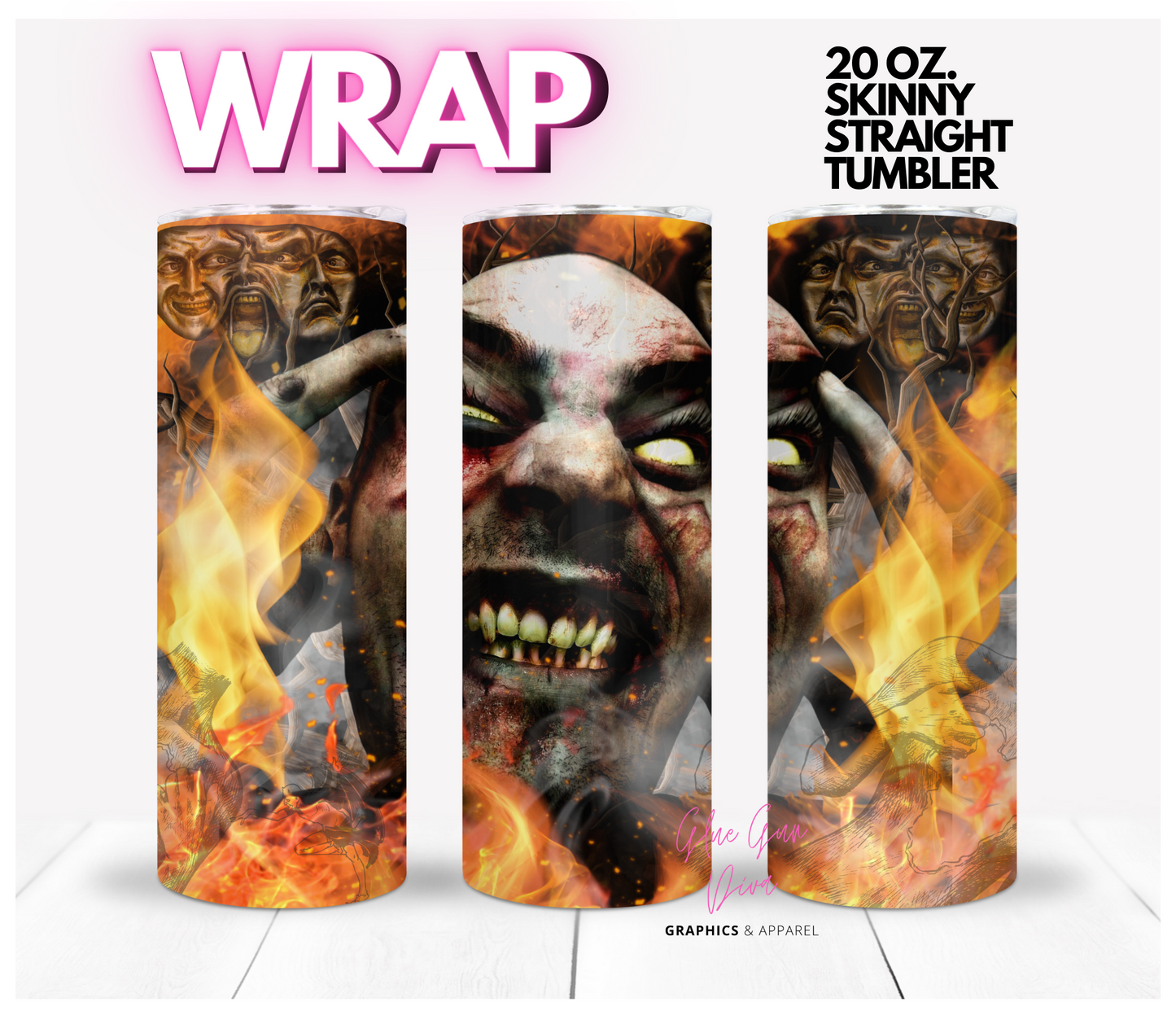 Crazy Hot - Digital tumbler wrap for 20 oz skinny straight tumbler