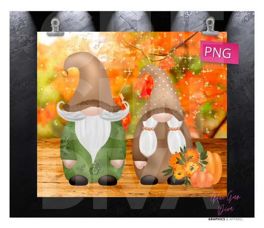 Fall Gnomes- Digital tumbler wrap for 20 oz skinny straight tumbler