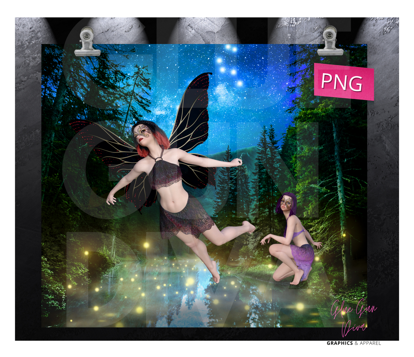 Fairies - Digital tumbler wrap for 20 oz skinny straight tumbler