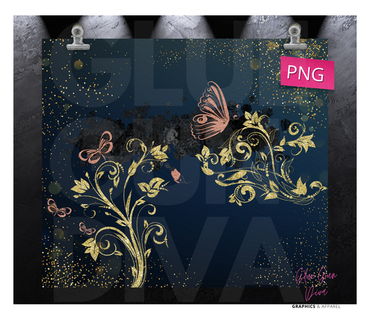 Fall Butterflies - Digital tumbler wrap for 20 oz skinny straight tumbler