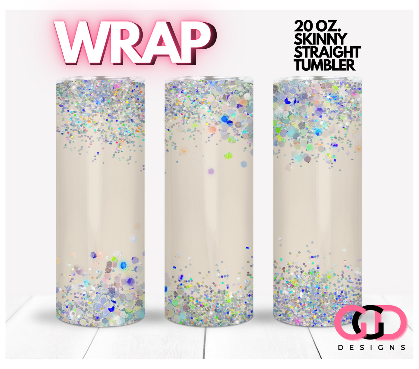 Nude Glitter - Digital tumbler wrap for 20 oz skinny straight tumbler