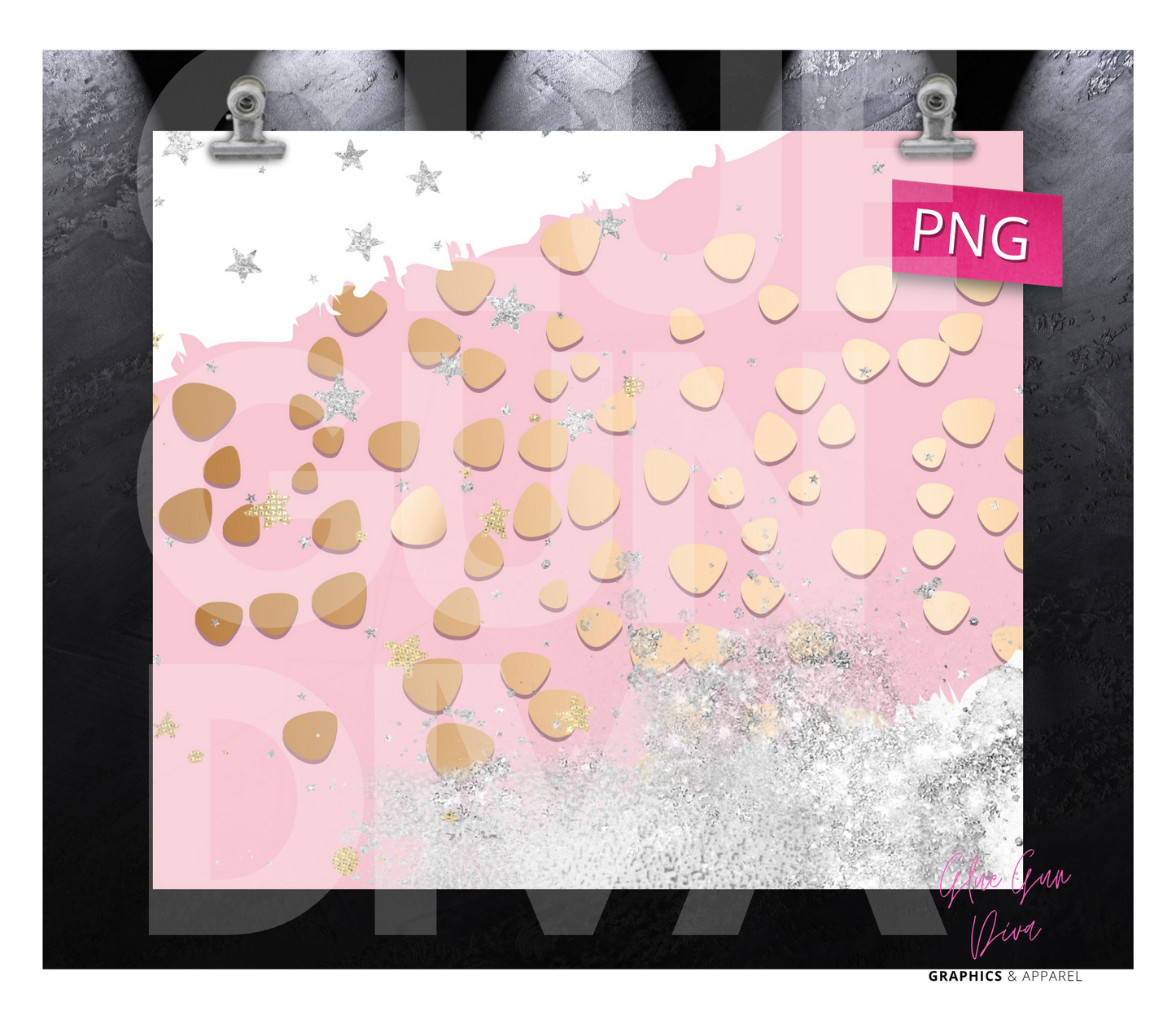 Pink White Abstract Gold Silver Background- Digital tumbler wrap for 20 oz skinny straight tumbler