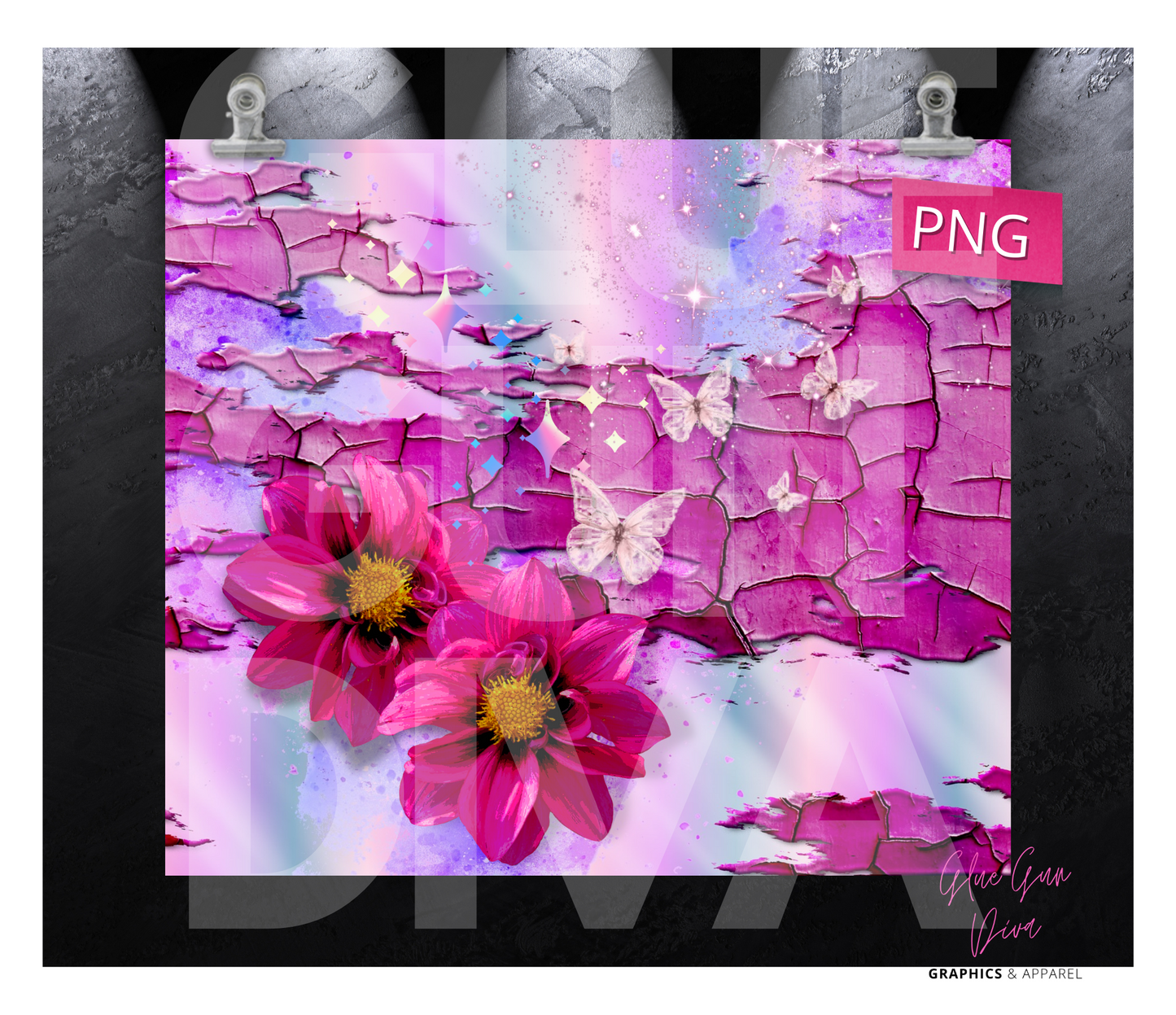 Holographic Pink - Digital tumbler wrap for 20 oz skinny straight tumbler