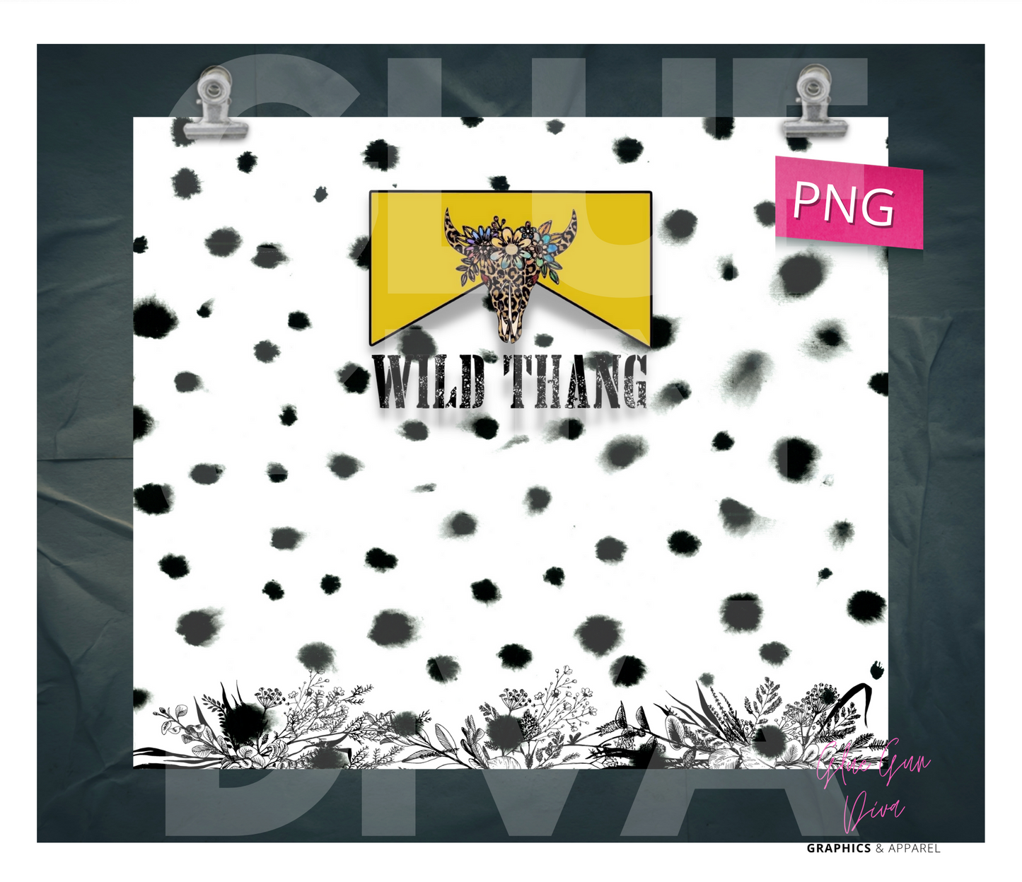 Wild Thang - Digital tumbler wrap for 20 oz skinny straight tumbler