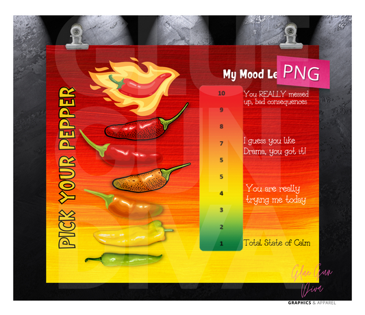 Pick Your Pepper- Digital tumbler wrap for 20 oz skinny straight tumbler