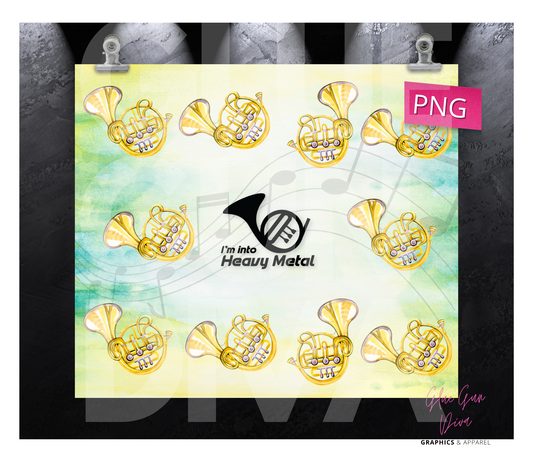 I'm into heavy metal - Digital tumbler wrap for 20 oz skinny straight tumbler