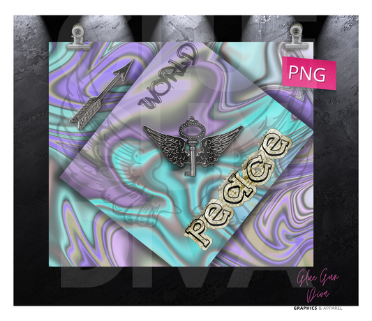 World Peace Wings- Digital tumbler wrap for 20 oz skinny straight tumbler