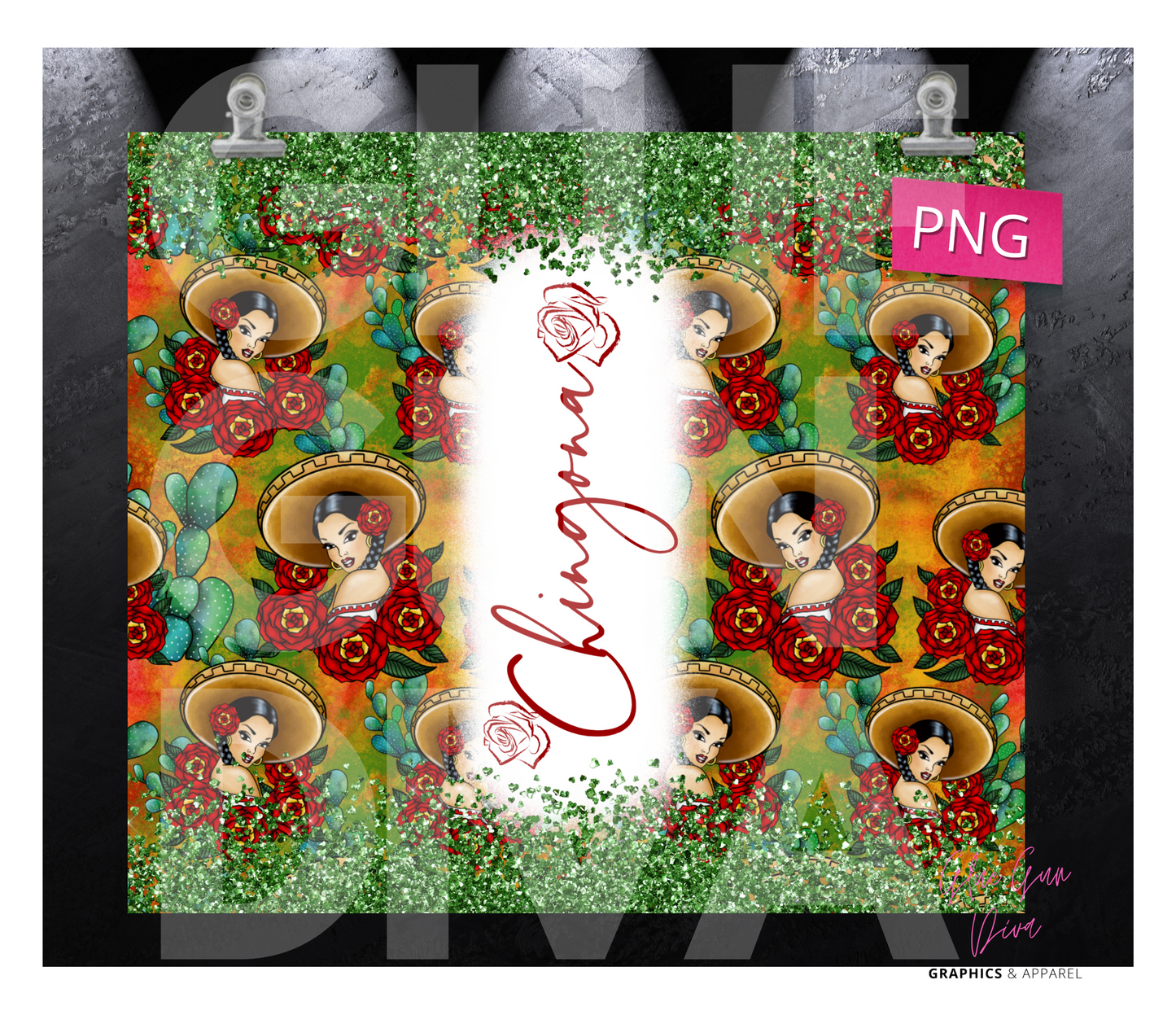 Rosita Chingona- Digital tumbler wrap for 20 oz skinny straight tumbler