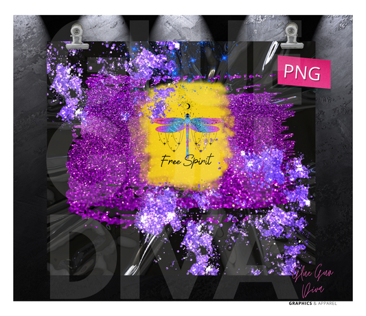 Free Spirit - Digital tumbler wrap for 20 oz skinny straight tumbler