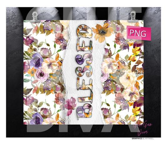 Blessed- Digital tumbler wrap for 20 oz skinny straight tumbler