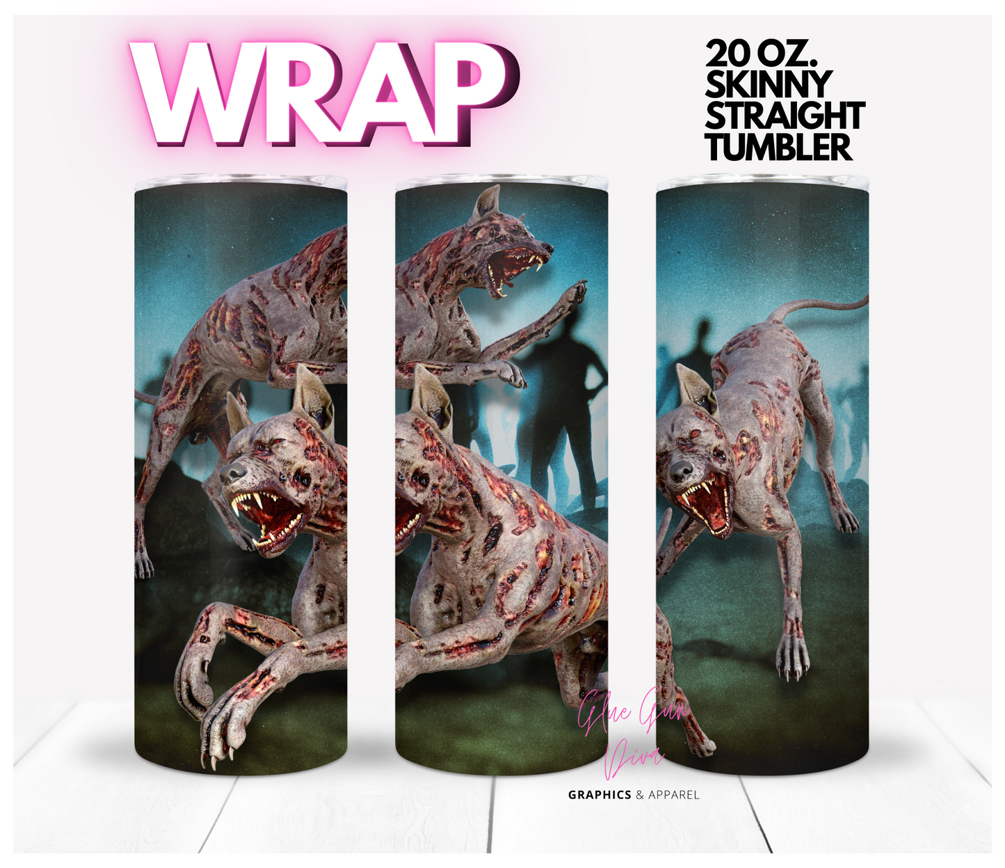 Zombie Dogs - Digital tumbler wrap for 20 oz skinny straight tumbler