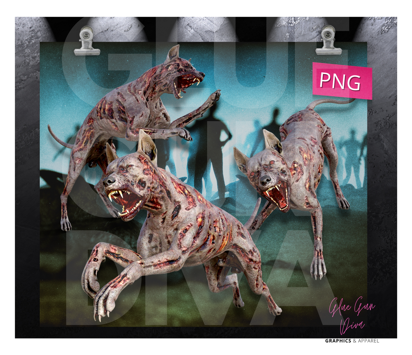 Zombie Dogs - Digital tumbler wrap for 20 oz skinny straight tumbler