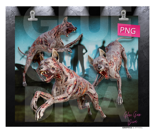 Zombie Dogs - Digital tumbler wrap for 20 oz skinny straight tumbler