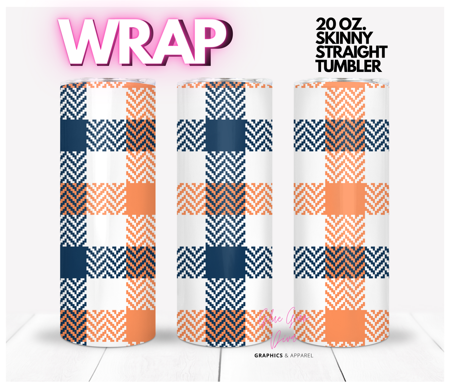 Fall White Plaid - Digital tumbler wrap for 20 oz skinny straight tumbler