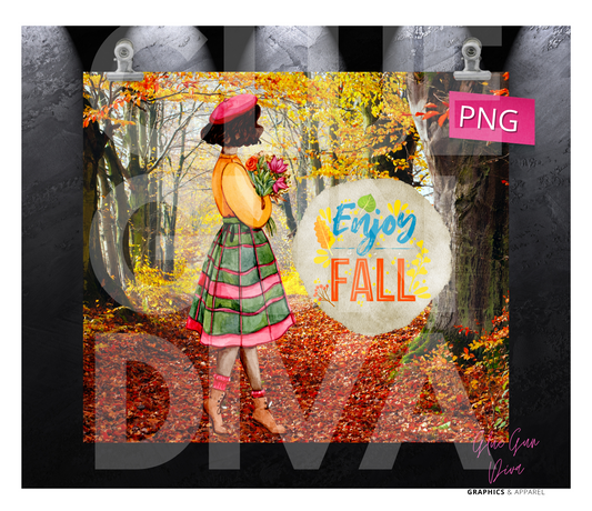 Enjoy Fall- Digital tumbler wrap for 20 oz skinny straight tumbler