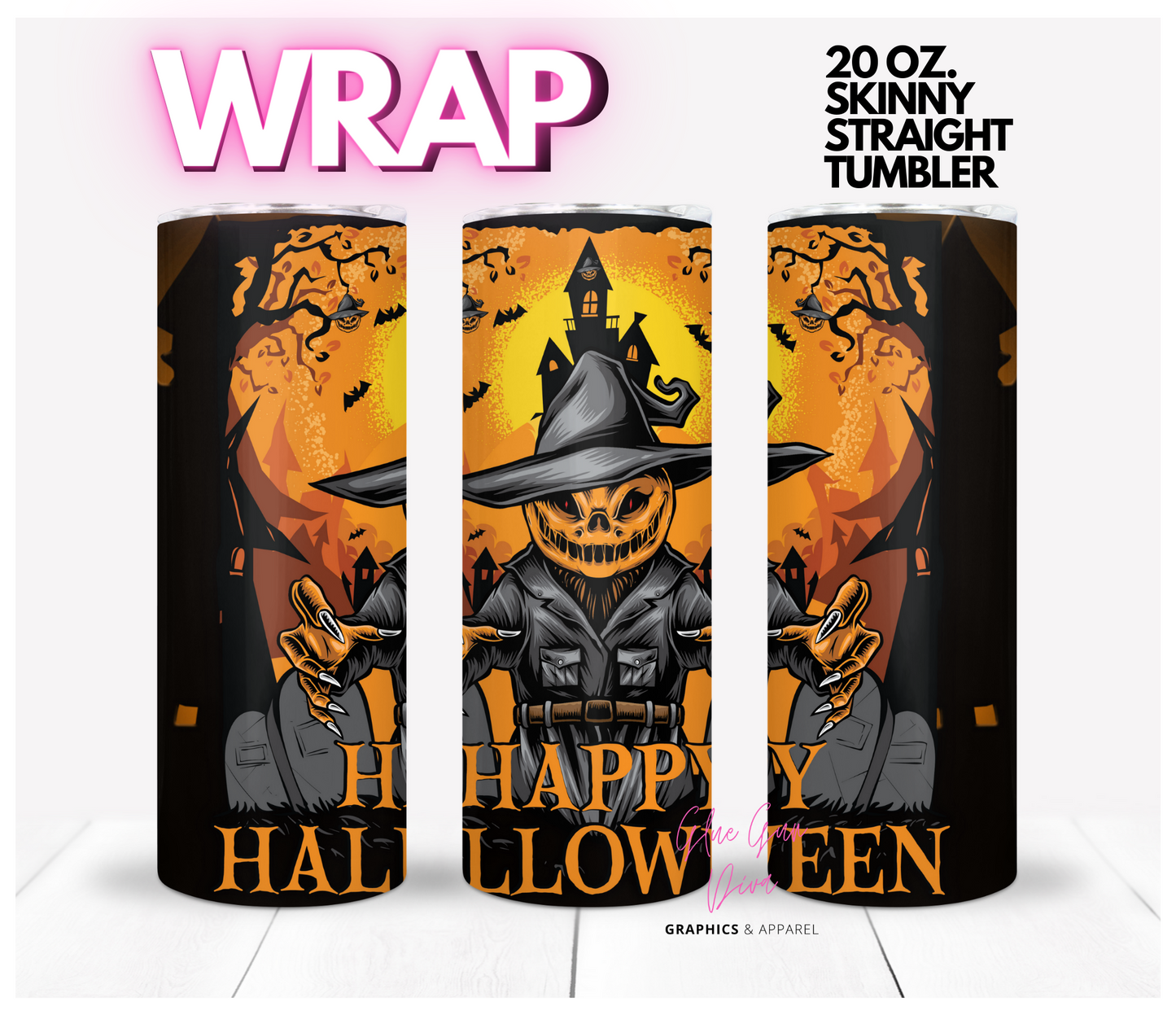 Happy Halloween - Digital tumbler wrap for 20 oz skinny straight tumbler