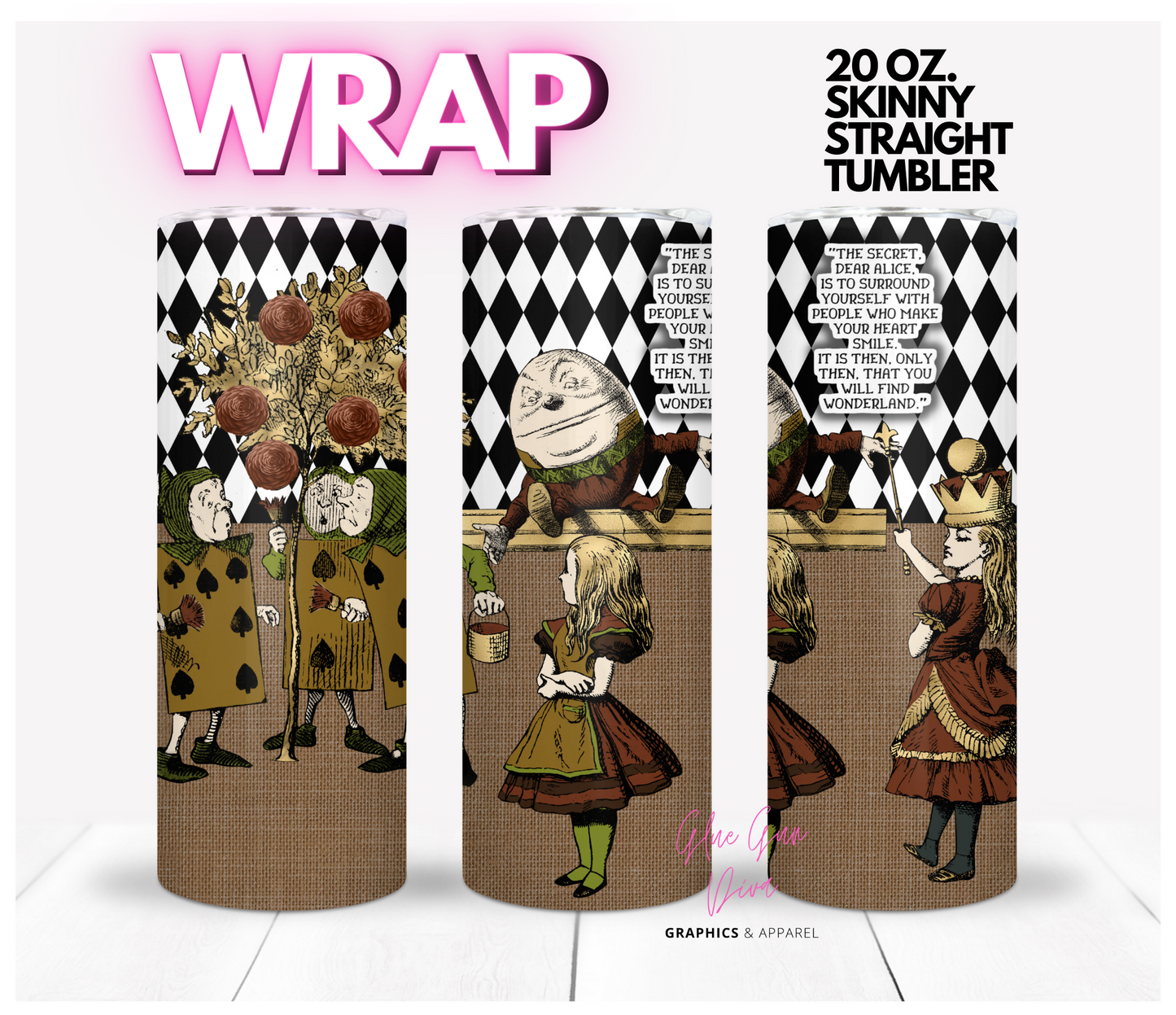 Alice in Fall- Digital tumbler wrap for 20 oz skinny straight tumbler