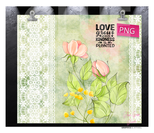 Love Grows - Digital tumbler wrap for 20 oz skinny straight tumbler