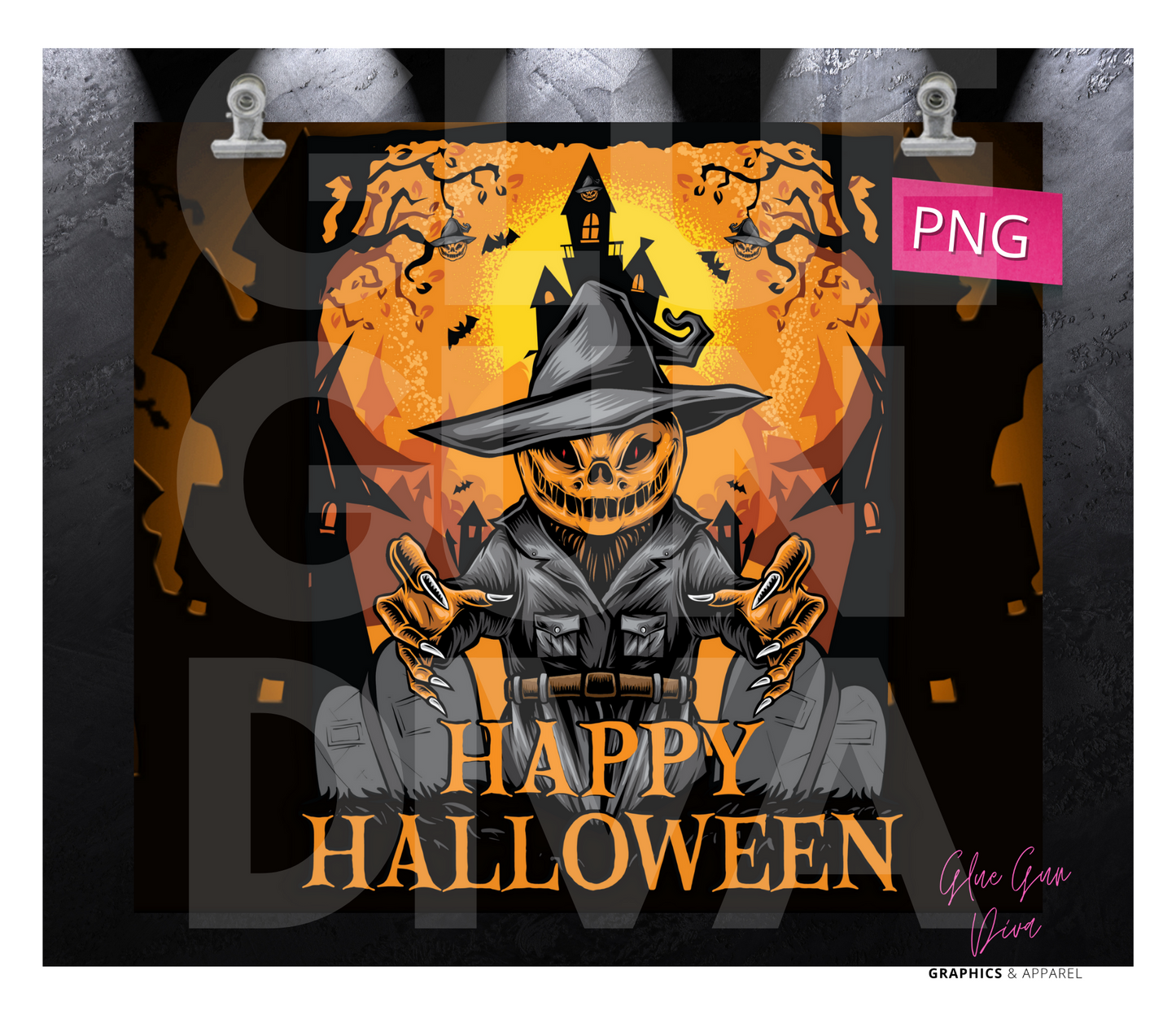 Happy Halloween - Digital tumbler wrap for 20 oz skinny straight tumbler