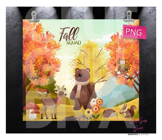 Fall Squad - Digital tumbler wrap for 20 oz skinny straight tumbler