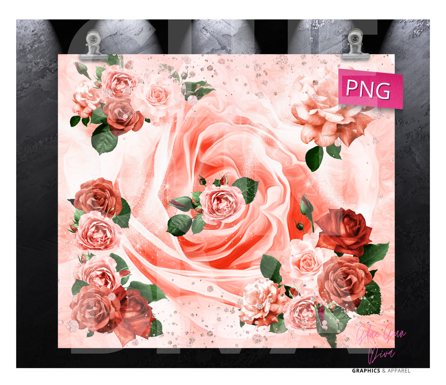 Rose dream- Digital tumbler wrap for 20 oz skinny straight tumbler