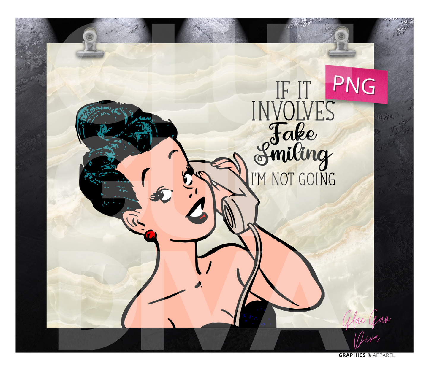Fake Smiling - Digital tumbler wrap for 20 oz skinny straight tumbler