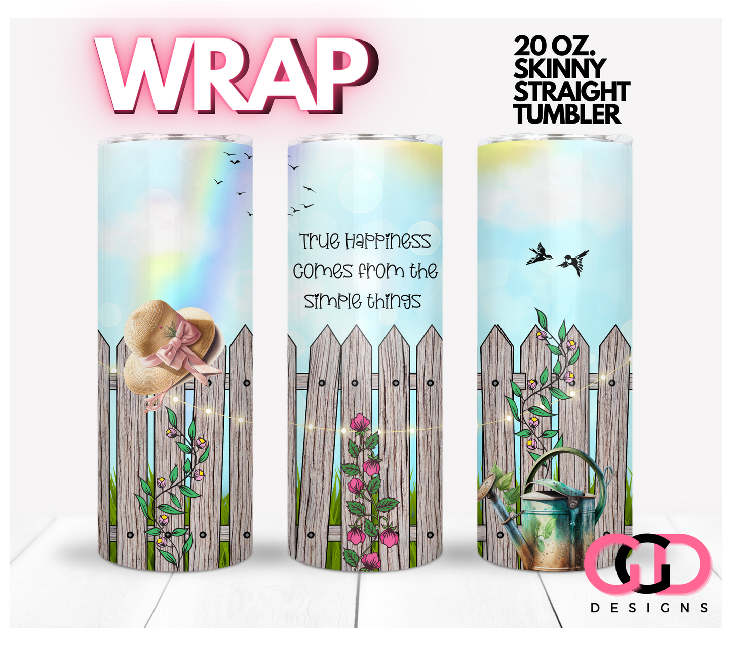 Simple Things- Digital tumbler wrap for 20 oz skinny straight tumbler