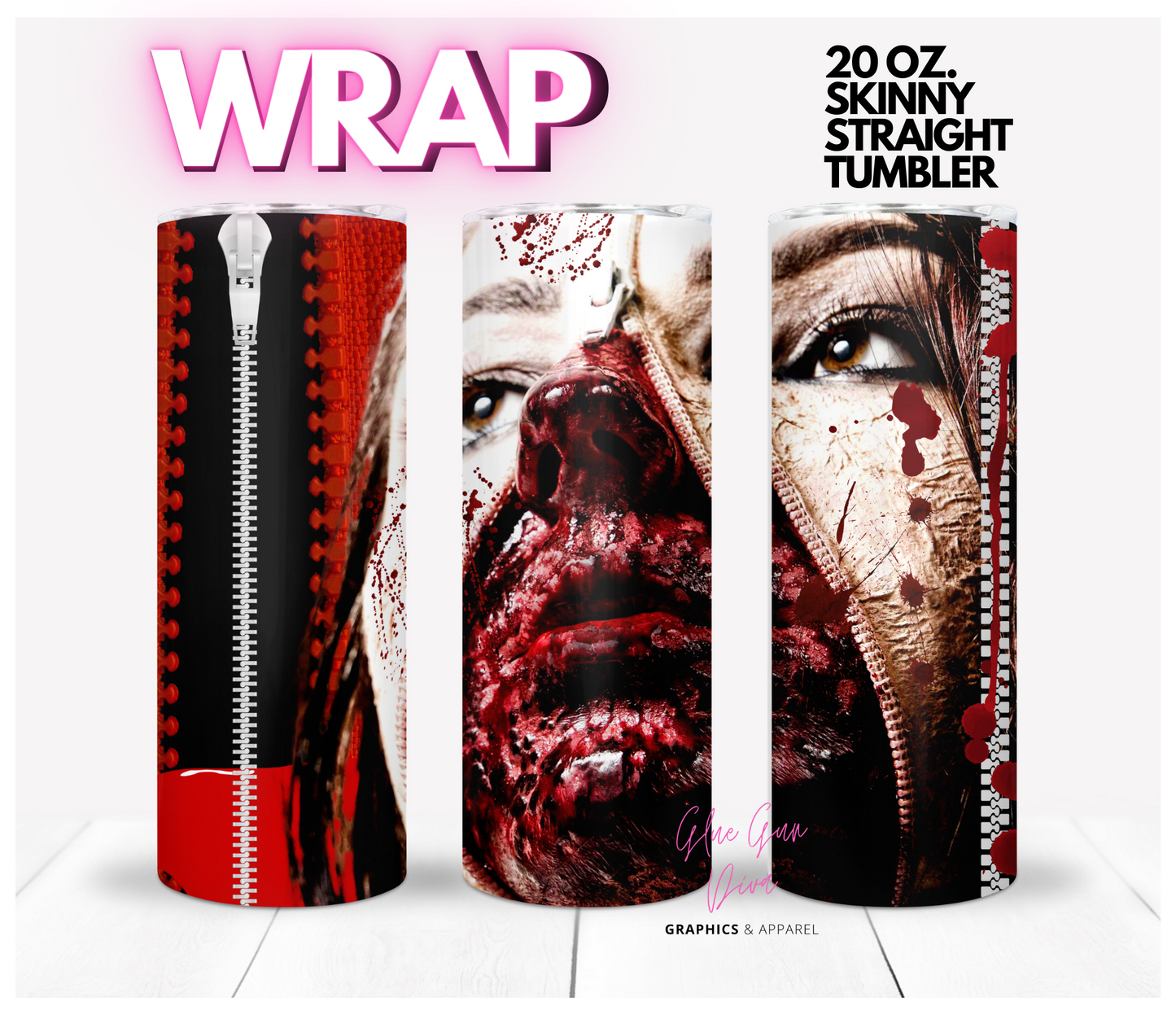 Zip It- Digital tumbler wrap for 20 oz skinny straight tumbler