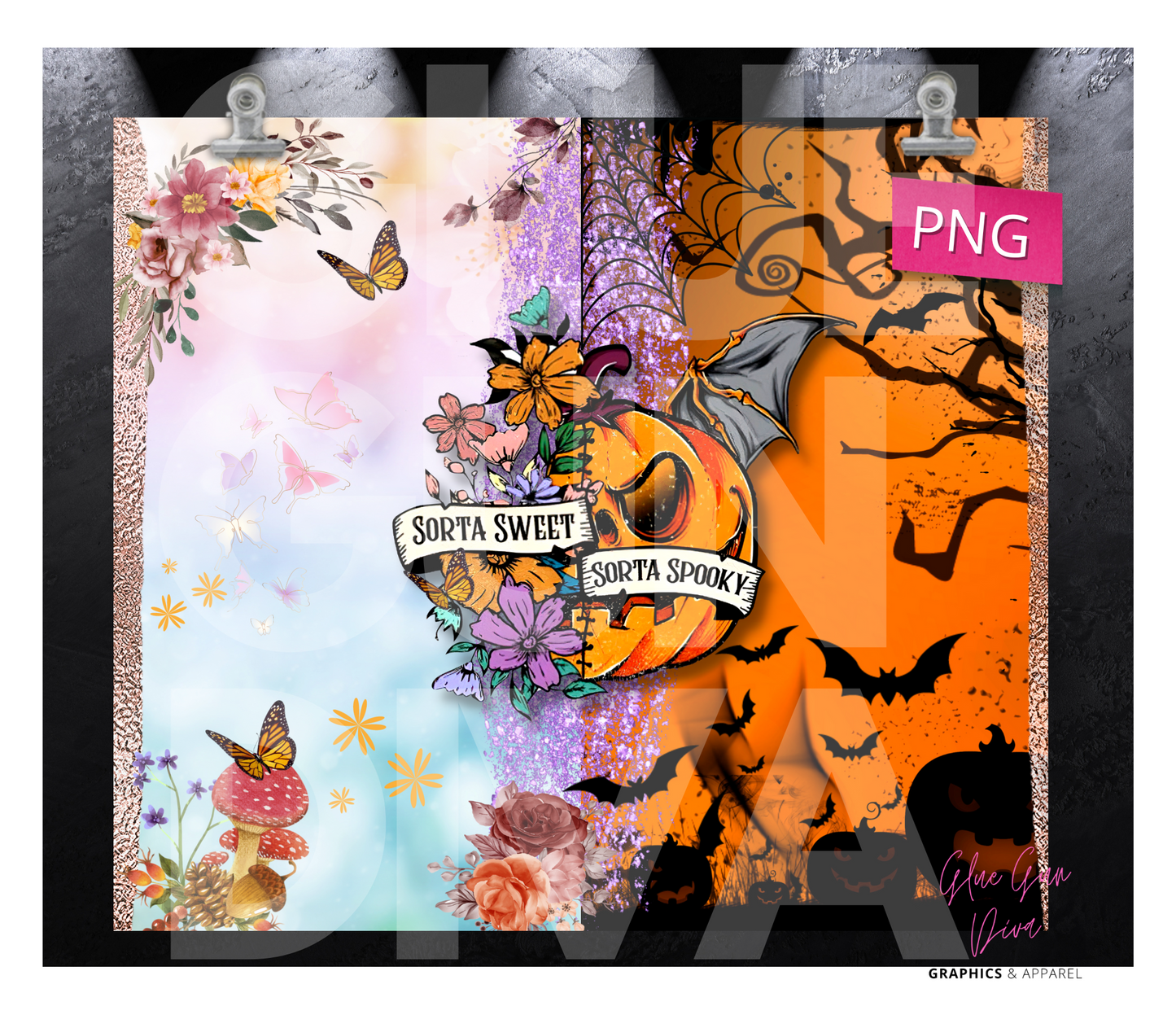 Sorta Sweet Sorta Spooky- Digital tumbler wrap for 20 oz skinny straight tumbler