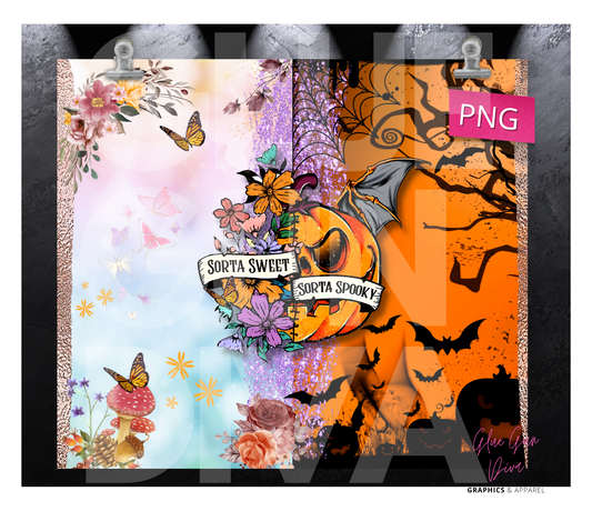Sorta Sweet Sorta Spooky- Digital tumbler wrap for 20 oz skinny straight tumbler