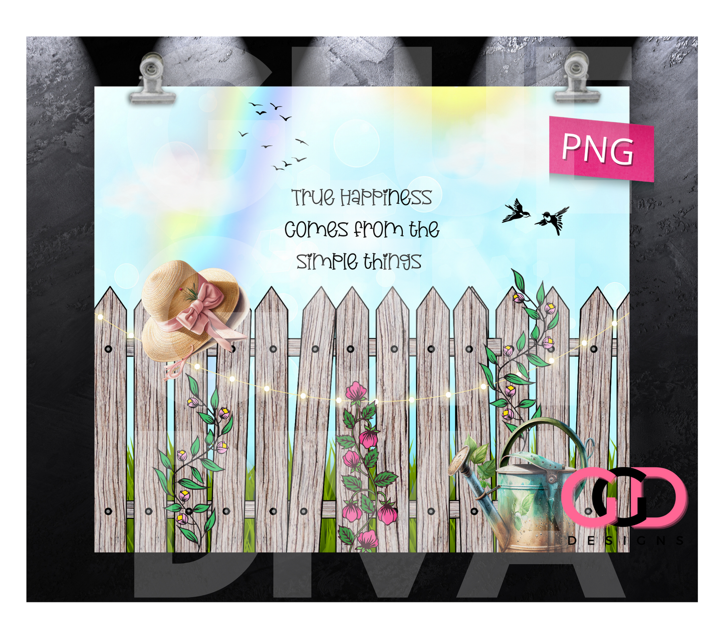 Simple Things- Digital tumbler wrap for 20 oz skinny straight tumbler