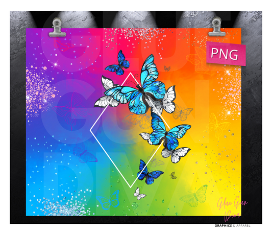 Brilliant Butterflies - Digital tumbler wrap for 20 oz skinny straight tumbler