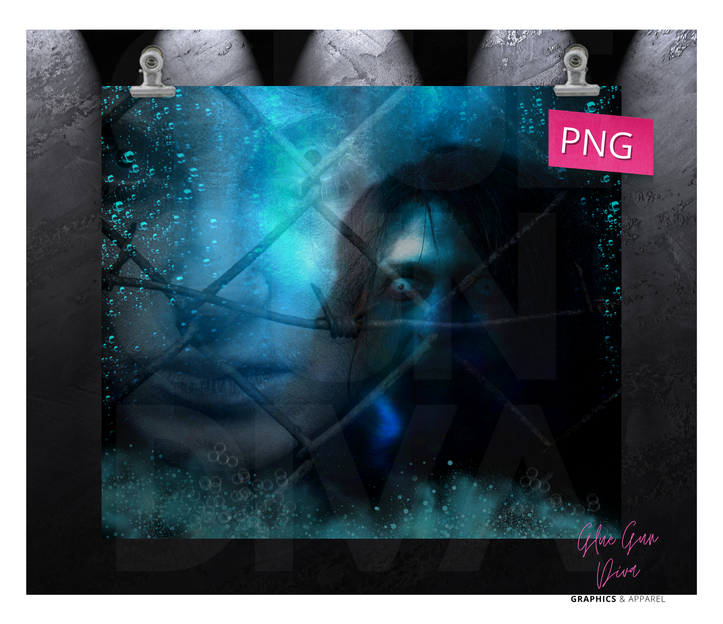 Under Water - Digital tumbler wrap for 20 oz skinny straight tumbler