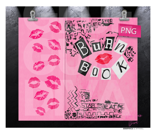 Burn Book Cover Mean Girls- Digital tumbler wrap for 20 oz skinny straight tumbler