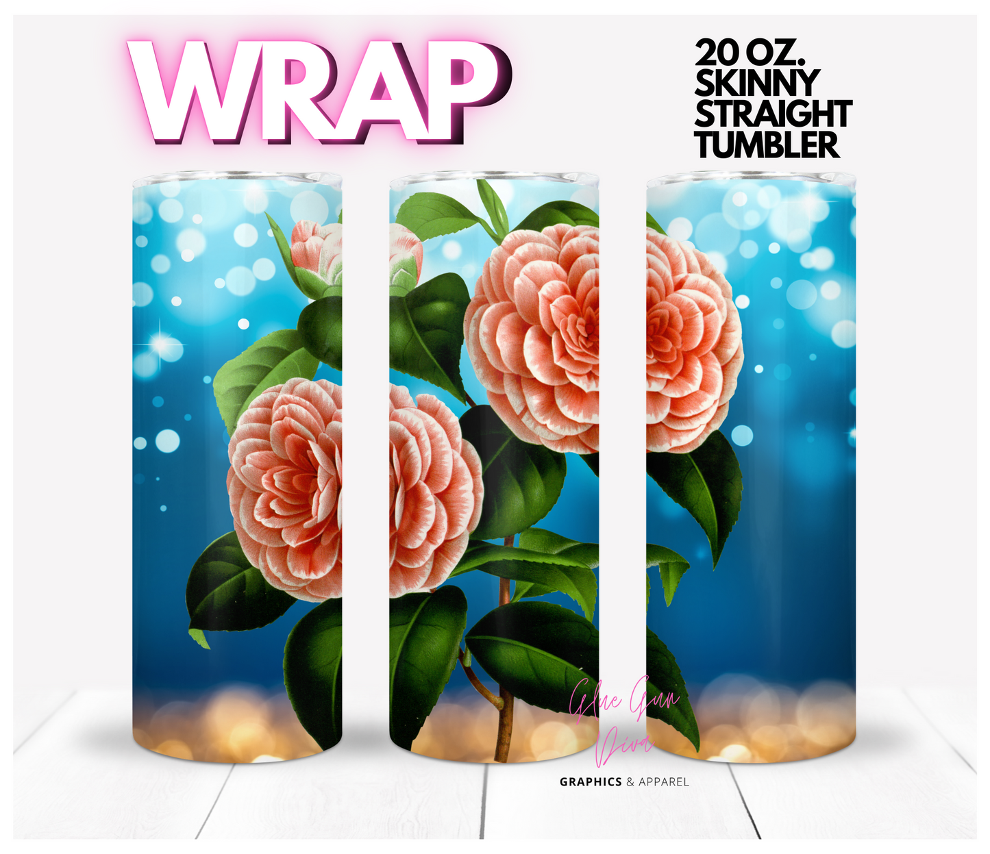 Magical Flowers- Digital tumbler wrap for 20 oz skinny straight tumbler