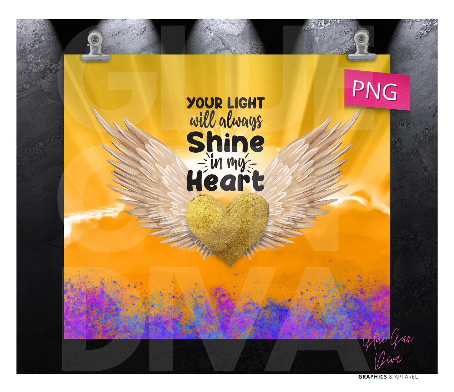 Your Light - Digital tumbler wrap for 20 oz skinny straight tumbler