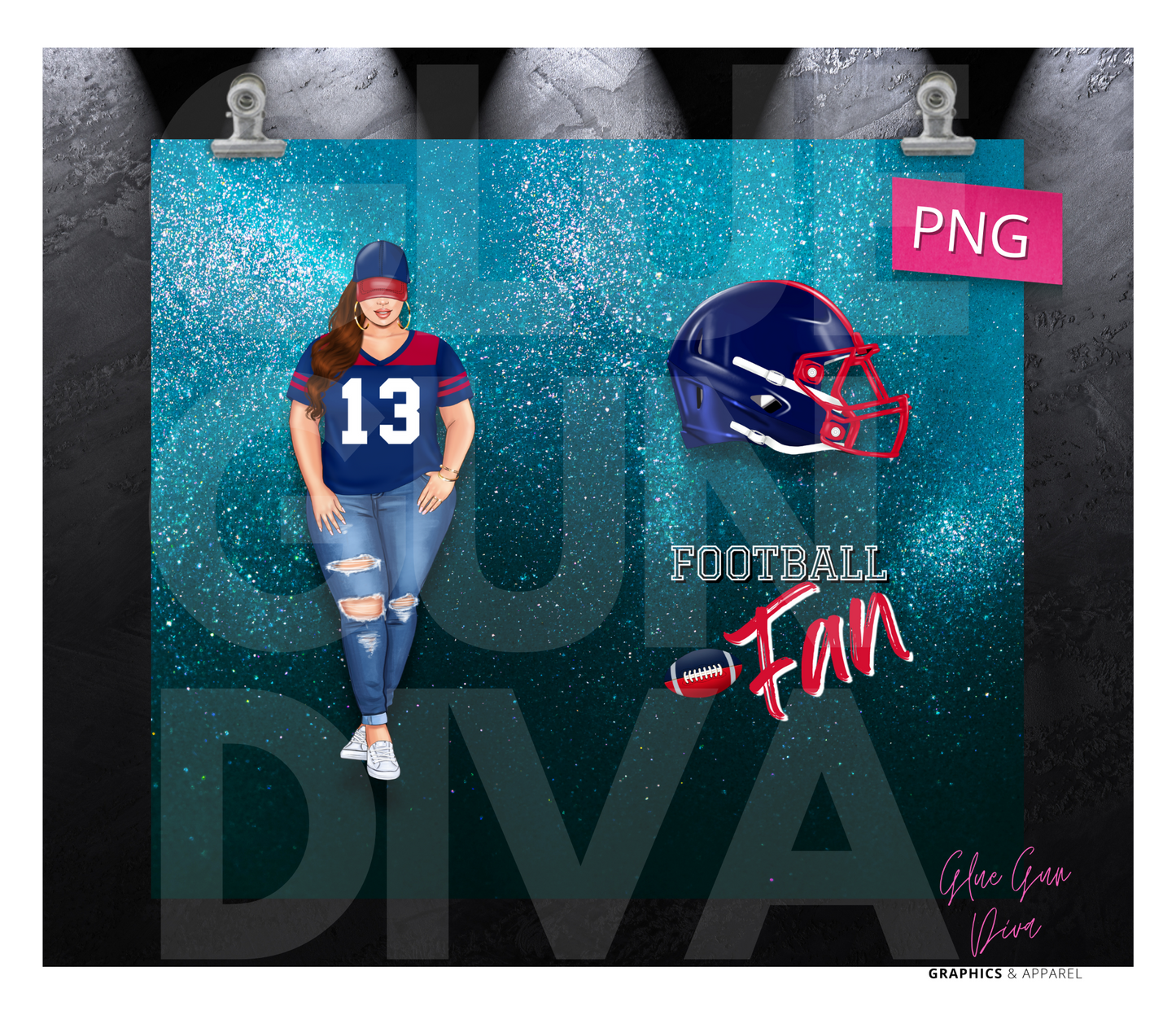 Football Fan Curvy Skin Tone 1 - Digital tumbler wrap for 20 oz skinny straight tumbler