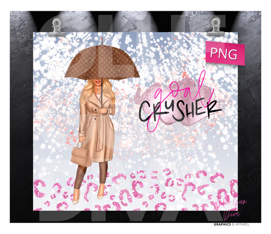 Goal Crusher 1- Digital tumbler wrap for 20 oz skinny straight tumbler