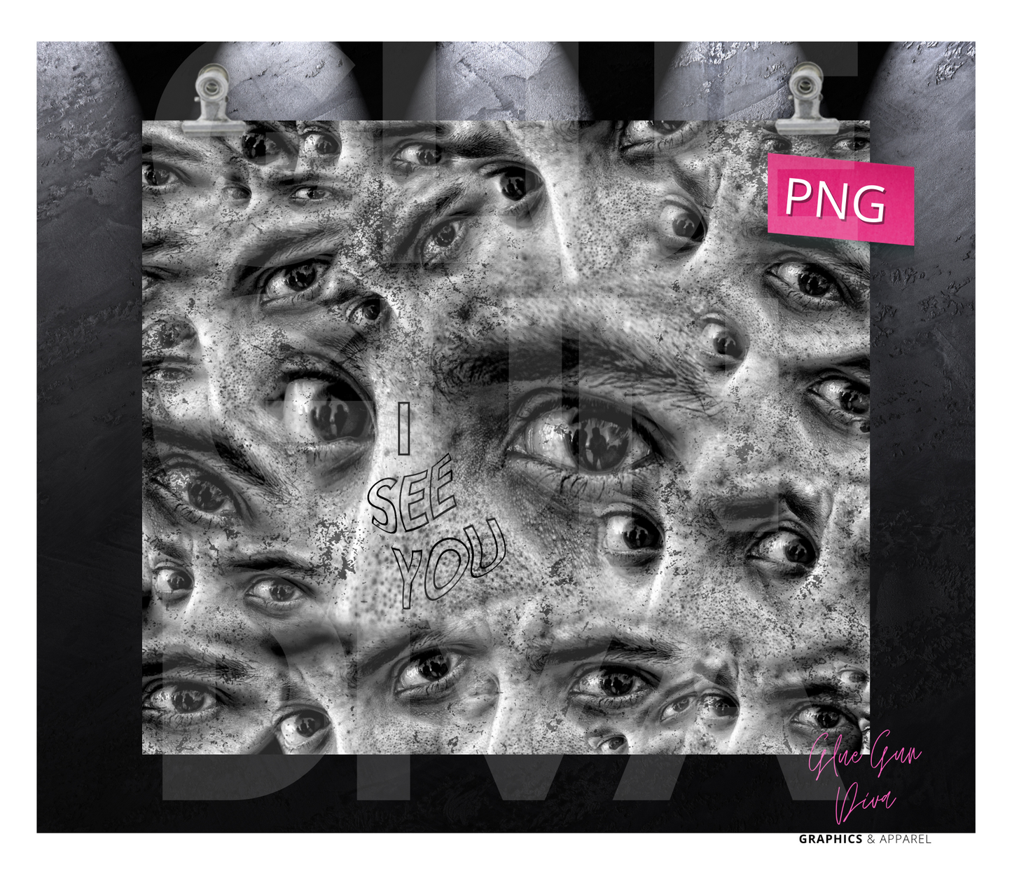 Eye See you many times - Digital tumbler wrap for 20 oz skinny straight tumbler