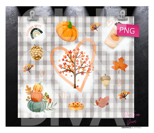 Love All About Fall - Digital tumbler wrap for 20 oz skinny straight tumbler