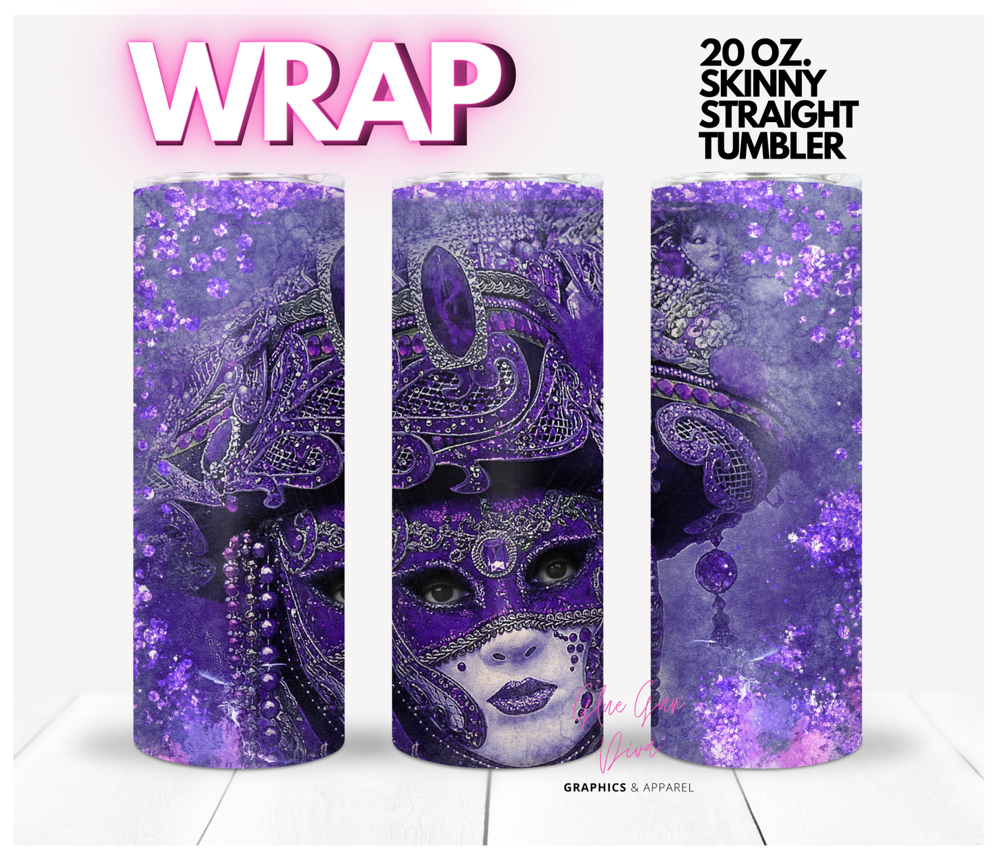 Purple Beauty- Digital tumbler wrap for 20 oz skinny straight tumbler