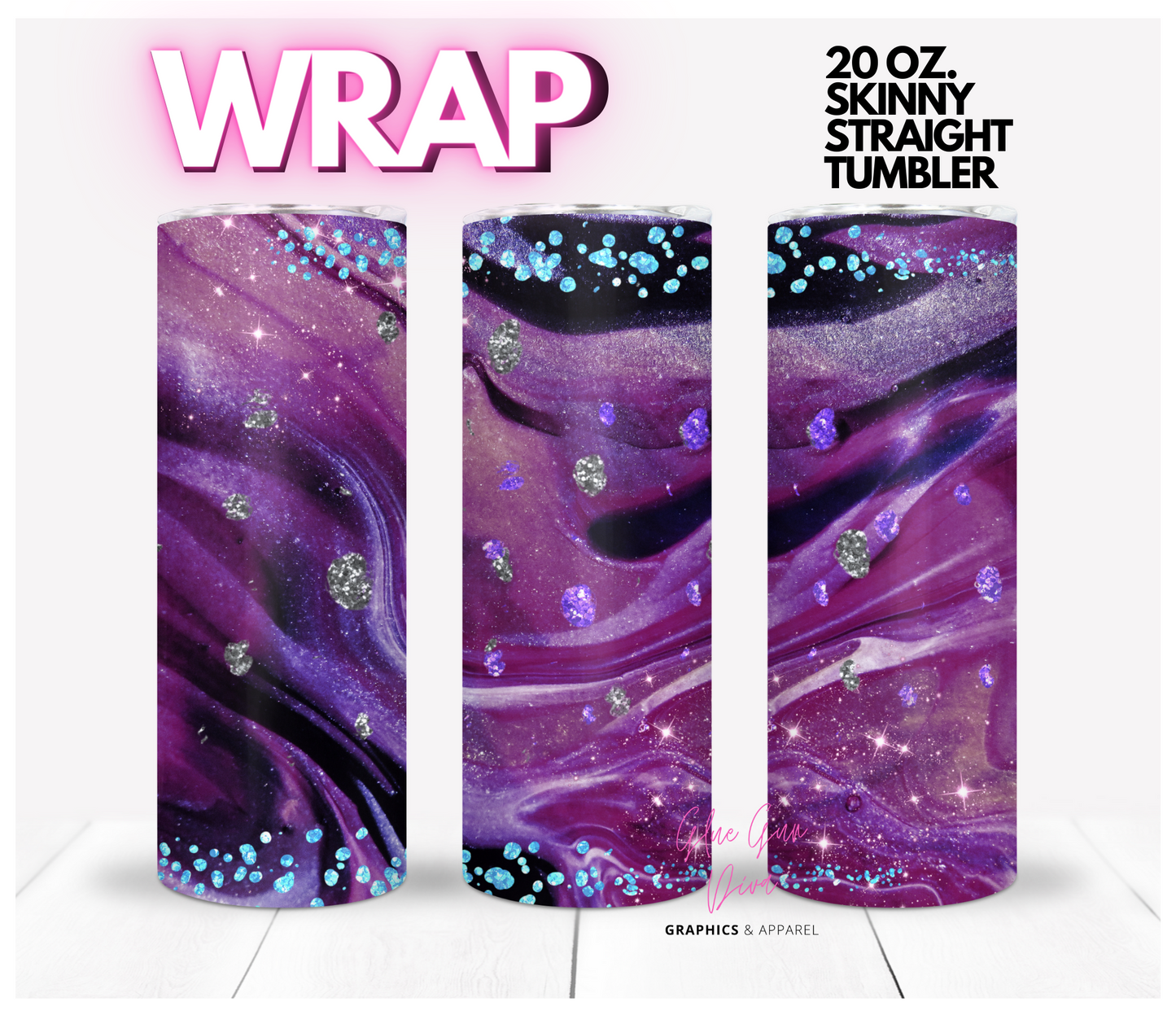 Purple Lava - Digital tumbler wrap for 20 oz skinny straight tumbler