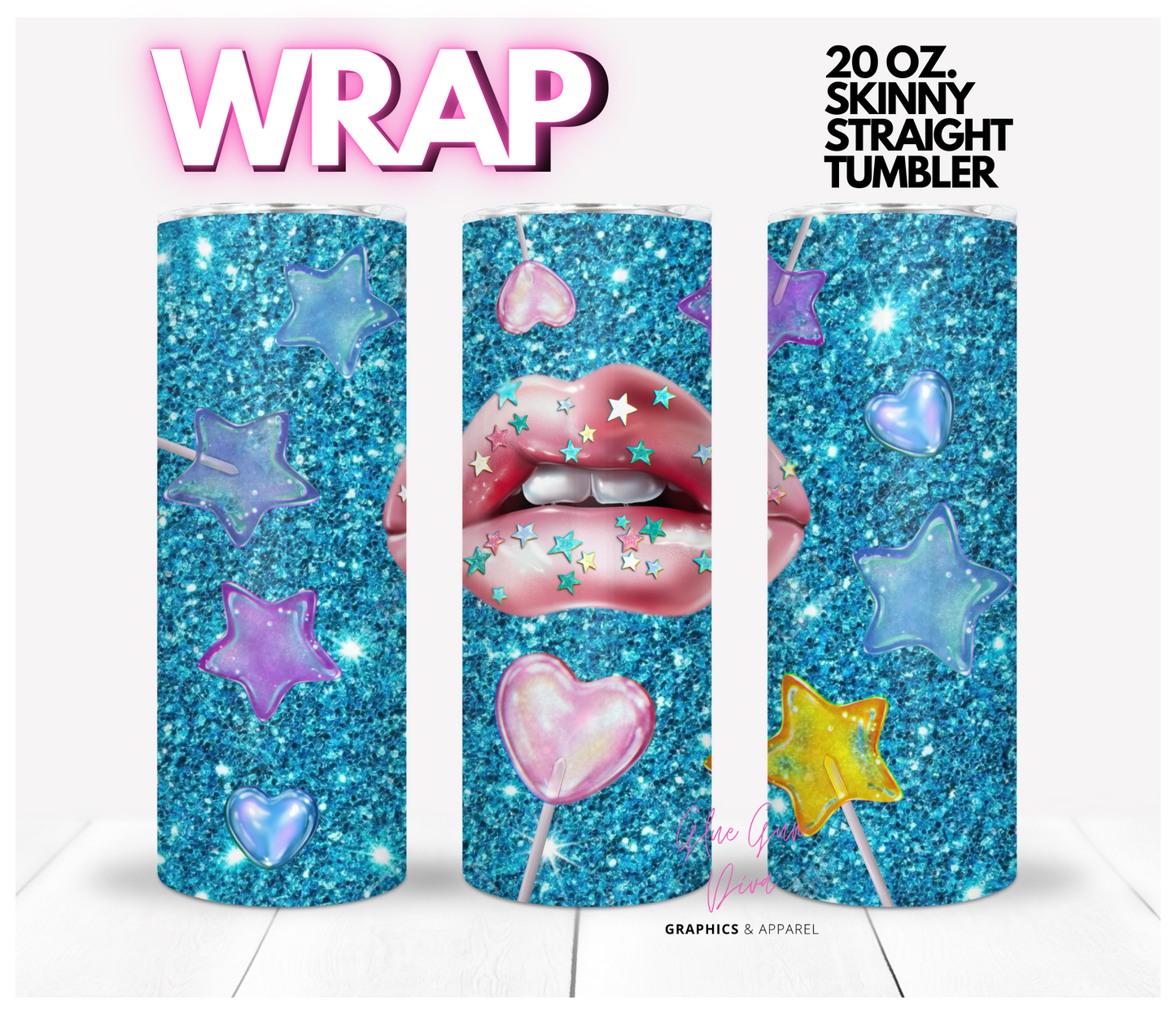 Candylicious - Digital tumbler wrap for 20 oz skinny straight tumbler