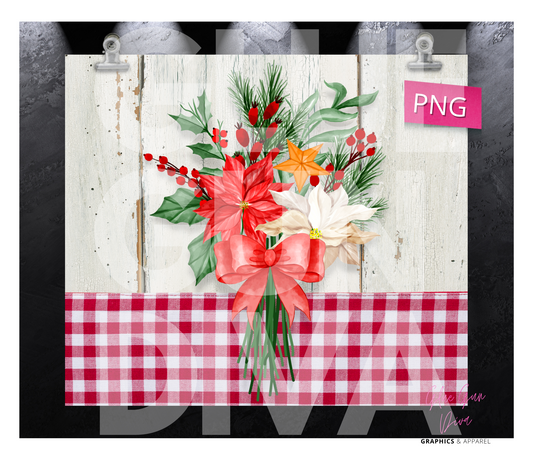 Country Winter Bouquete - Digital tumbler wrap for 20 oz skinny straight tumbler